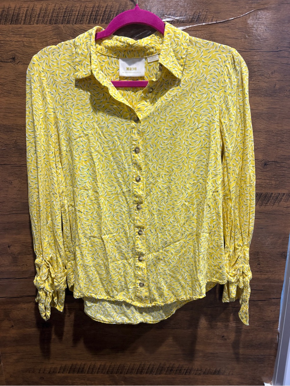 Maeve by Anthropologie Yellow Blithe Button Down Blouse - Picture 4 of 11